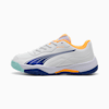 NOVA Smash Padel Shoes Youth, PUMA White-Vivid Blue-Safe Lake-Heat Fire, small