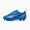 Scarpa da calcio PUMA blu per bambini con chiusura a strappo e motivo.