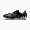 Black PUMA football boot with silver soleplate and stud detailing.