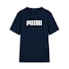 Marineblauw PUMA T-shirt voor kinderen, met een prominent wit logo.