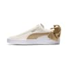 Suede Bow Varsity Women's Trainers, Marshmallow-Metallic Gold, small-SEA