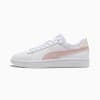 Sneaker PUMA bianca da adulto con striscia rosa e dettaglio panna sul tallone.