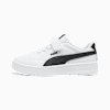 Basket PUMA blanche pour enfant avec bande noire et fermeture scratch.