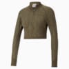 Seamless Women's Cropped 1/4 Zip Training Sweatshirt, Deep Olive-snake print, small-AUS