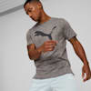 TRAIN FAVOURITE Men's Heather Cat Training Tee, Medium Gray Heather-Black cat, small-AUS
