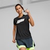 RUN Short Sleeve Logo Running Tee Women, PUMA Black-PUMA White, small-SEA