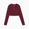 PUMA x HYROX SHAPELUXE Long Sleeve Cropped Tee Women, Ruby Shimmer, small