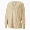 LUXE SPORT Oversized V-neck Sweatshirt, Light Sand, small-SEA