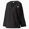 T7 V-Neck Sweatshirt Women, PUMA Black, small-SEA