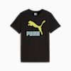 เสื้อยืดแต่งโลโก้เด็กโต Classics, PUMA Black-Turquoise Surf, small-THA
