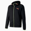 Full Zip Men's Hoodie, Puma Black-Fusion Coral, small-SEA