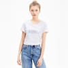 Essentials+ Metallic Women's Tee, Puma White-Silver, small-SEA
