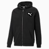 Áo hoodie nam Essentials logo nhỏ, kéo khóa toàn phần, Puma Black-Cat, small-VNM