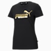 Essentials+ Metallic Logo Women's Tee, Puma Black-Gold, small-SEA