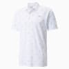 MATTR Moving Day Men's Golf Polo Shirt, Bright White-Vibrant Orange, small-SEA