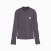 CLASSICS Ribbed Half-Zip Tee Women, Galactic Gray, small