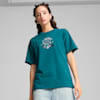 DOWNTOWN Relaxed Graphic Tee Women, Cold Green, small-THA