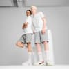 DOWNTOWN Unisex Relaxed Shorts, Light Gray Heather, small-AUS