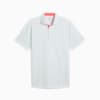 Pique Botanic Golf Polo Men, Peaceful Blue-Peach Frost, small-SEA