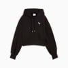 WARDROBE ESSENTIALS Women's Relaxed Cropped Hoodie, PUMA Black, small-NZL