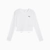 PUMA Wardrobe Essentials Women's Cropped Long Sleeve Tee, PUMA White, small