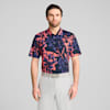 MATTR Broken Flower Golf Polo Men, Deep Navy-Peach Frost, small-SEA