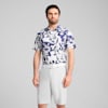 MATTR Broken Flower Golf Polo Men, White Glow-Blue Crystal, small-SEA
