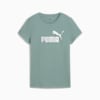 ESS METALLIC No. 1 Logo Tee Women, Green Moon-metallic silver, small