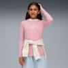 Graphic Bow Long Sleeve Tee Youth, Poised Pink, small