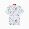 MATTR Water Floral Men's Golf Polo, White Glow, small-AUS