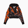 LAFRANCÉ HEEM Crop Zip Hoodie Women, Orange Glo-AOP, small