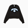 WARDROBE ESSENTIALS Sports Legacy Oversized Graphic Women's Crew Sweatshirt, PUMA Black, small-NZL