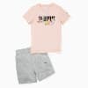 PUMA x SPONGEBOB Tee and Shorts Set Kids, Rose Dust-light gray heather, small-PHL