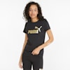 Essentials+ Metallic Logo Tee Women, PUMA Black-Gold foil-logo, small-PHL