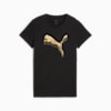 ESS METALLIC Tee Women, PUMA Black-Metallic Gold, small-VNM