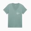 Essentials Script V-Neck Tee Women, Light Moss, small