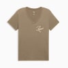 Essentials Script V-Neck Tee Women, Ice Coffee, small