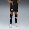 Ein Model vor grauem Hintergrund mit St. Pauli Socken, Shorts und Fußballschuhen.