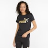 Essentials+ Metallic Logo Tee Women, Puma Black-Gold foil, small