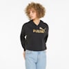 Essentials+ Cropped Metallic Women's Hoodie, Puma Black-Gold Foil, small-PHL