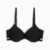 Reggiseno PUMA nero da donna con spalline sottili regolabili e dettaglio fascia a righe.