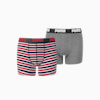 PUMA Boys' Printed Stripe Basic Boxer 2 Pack, ribbon red, small