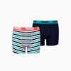 PUMA Boys' Printed Stripe Basic Boxer 2 Pack, fluo red / blue, small