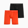 Sport Microfiber Long Boxers Men (2-Pack), Orange / Black, small