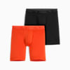 PUMA Sport lange Mikrofaser-Herren-Boxershorts 2er-Pack, Orange / Black, small