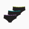 PUMA Women's Hipsters 3 Pack, black / various logo colors, small