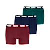 Boxers PUMA homme bordeaux, marine et vert avec taille logotée.