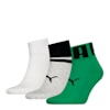 PUMA Unisex Quarter Socks 3 Pack, green combo, small-THA