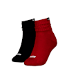 PUMA Women's Classic Short Slouch Socks 2 pack, red combo, small