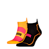 PUMA Unisex Running Sneaker Socks 2 Pack, Black / Orange, small-VNM
